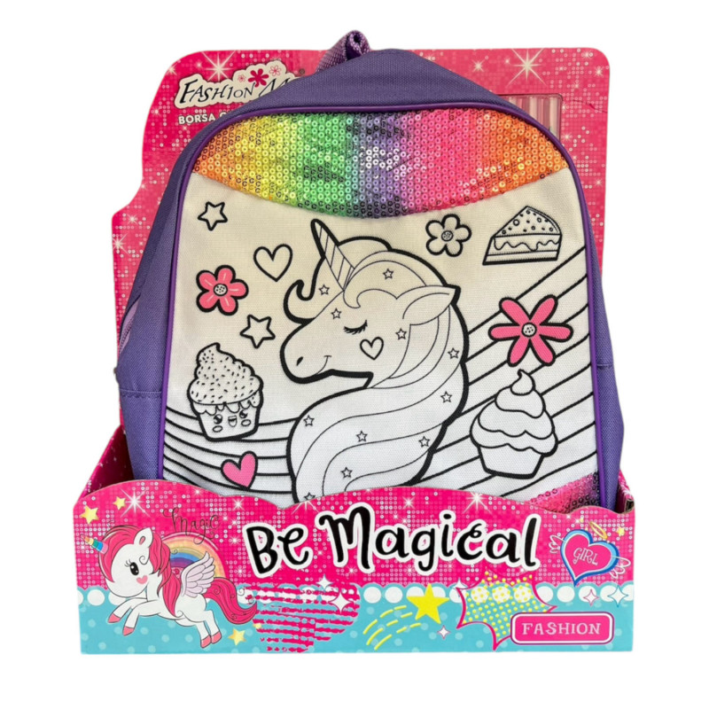 Mochila niña unicornio lentejuelas