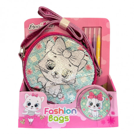 Carterita niña de lentejuelas gatita