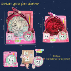 Carterita niña de lentejuelas gatita