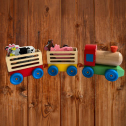 Tren de madera los animales de la granja