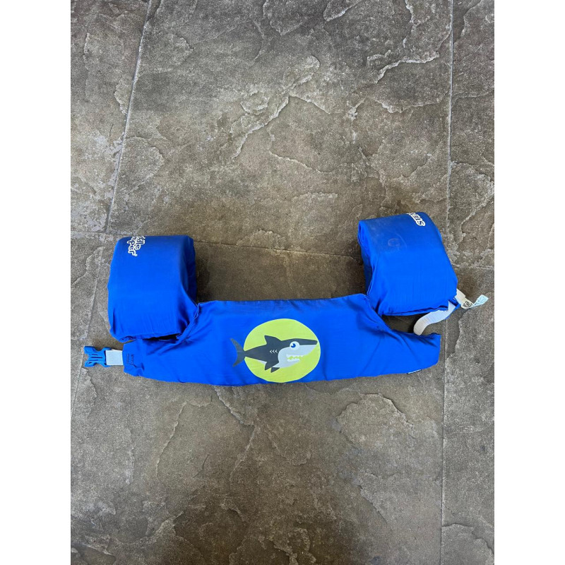 Chaleco flotador infantil azul con diseño de tiburón